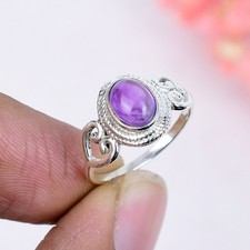 Beautiful Amethyst Ring 925 Sterling Silver Handmade Oval Shape Gemstone Ring