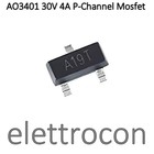 10 pezzi AO3401 SMD code (A19T) MOSFET P-Channel 30V 4A corpo SOT-23