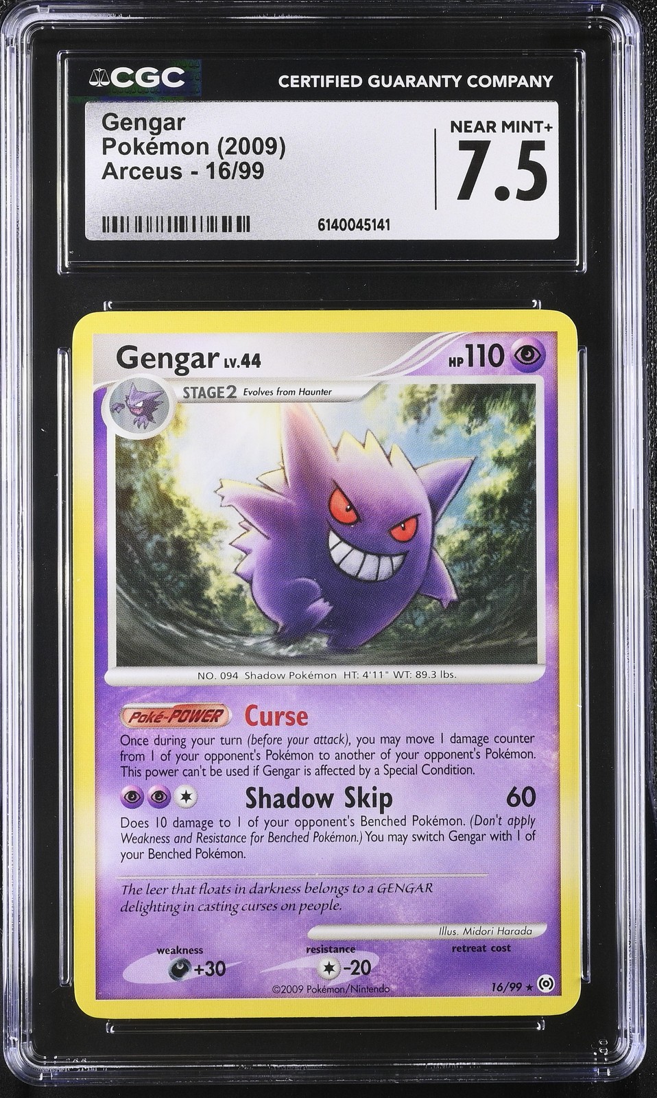 Gengar 16/99 Arceus Pokemon CGC 7.5 Near Mint+