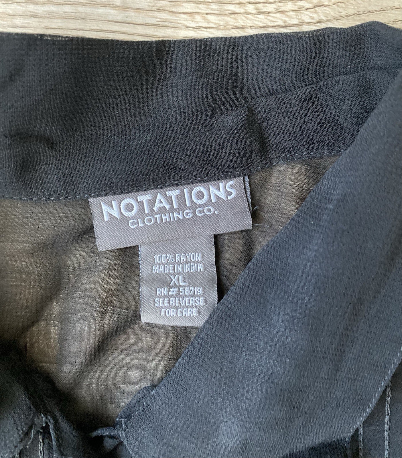 Notation Sheer Black Blouse Button Up  Large Sequ… - image 4