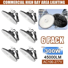 45000LM UFO LED High Bay Light 6Pack 300W Warehouse Shop Garage Lighting Fixture