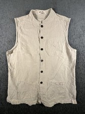 Vintage 90s Fabindia Men's Formal Nehru Vest Waistcoat Cotton Lined 32 Tan