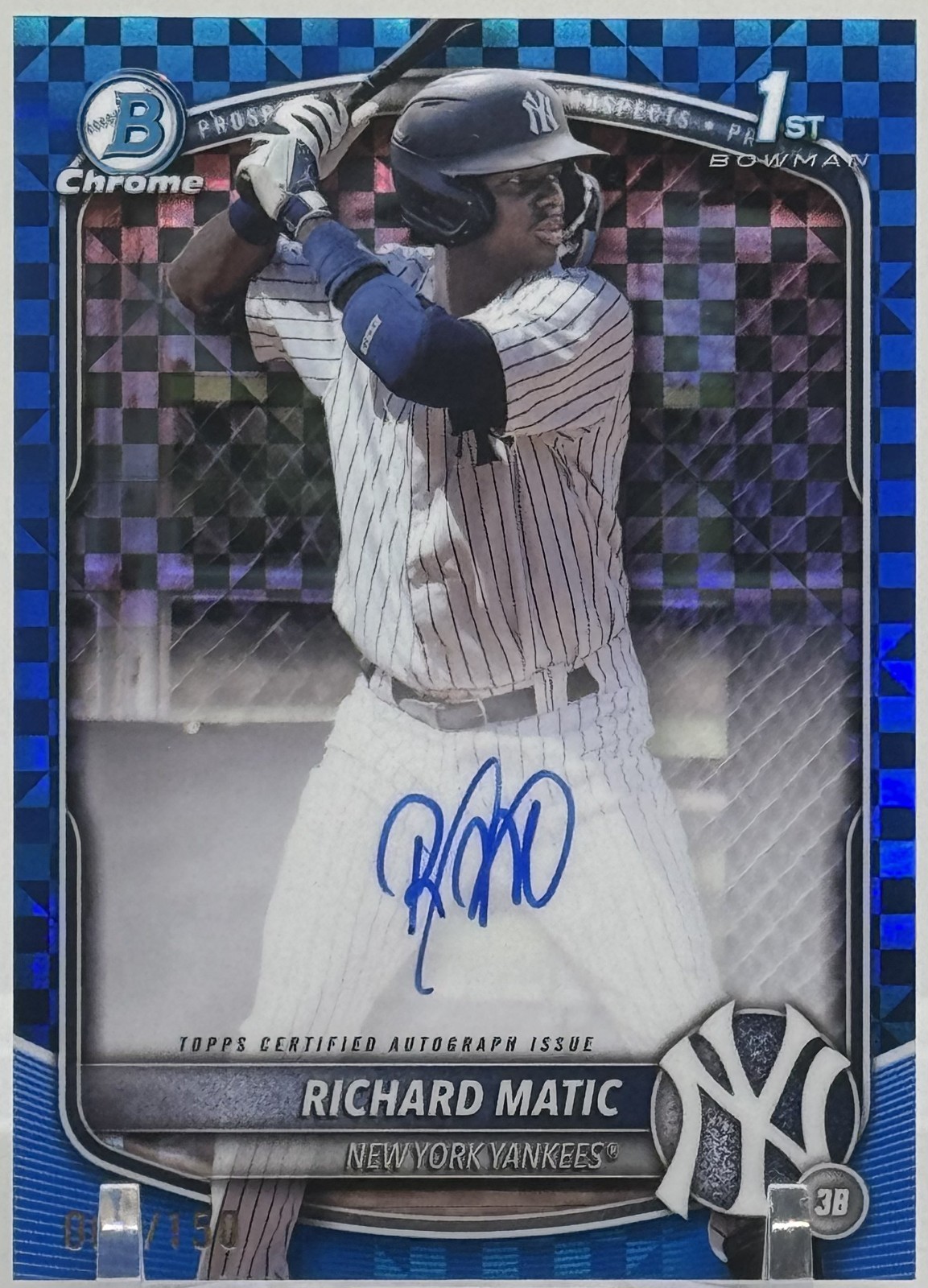 2025 Bowman Chrome Richard Matic 1st Blue X-Fractor Auto /150 #CPA-RM Yankees