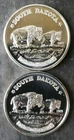 Two 1987 1oz Silver South Dakota Rounds