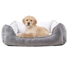 rectangle bolster Pet Bed, Dog bed medium size, Gray With, 25x21x8 Inch Pack...