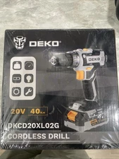 DEKO PRO Power Drill – 20V Cordless, Battery, Charger, & Driver Set▪︎NEW IN BOX