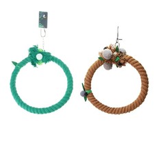 Bird Perch Parrot Swing Stand Chewing Toys Hanging Cotton Rope Ring Cage Toy