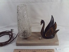 Lampe à poser Veilleuse Décor Cygne en régule sur marbre 1930 1950  (DK49)