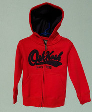 NWT - OshKosh B'gosh Boy's Size 3T Red Long Sleeve Zippered Fleece Hoodie Jacket