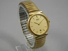 Vintage Seiko Watch Men 34mm Gold Tone Date Stretch Band New Battery 6.75"+