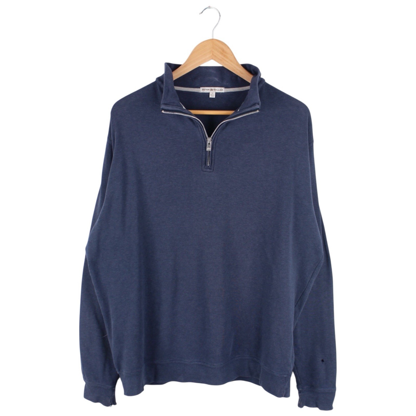 Peter Millar Quarter Zip Pullover Sweatshirt Blue Cotton Blend Men’s Size Large