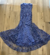 Sherri Hill Prom Dress Strapless Embroidered Beaded Sequin Periwinkle Pageant 10