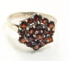 Vintage Sterling Silver Art Deco-style Garnet Cluster Ring Sz6.75