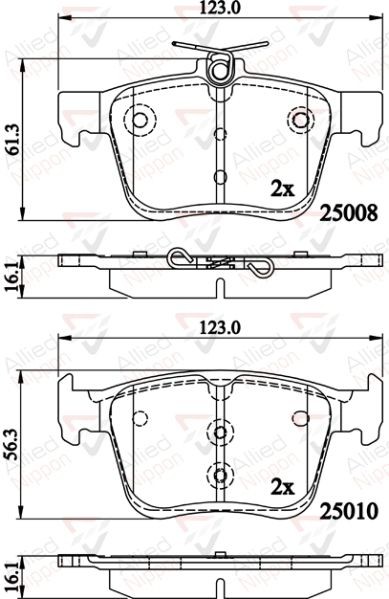 Brake Pad Set For Disc Rear Fits Audi A3 Seat Skoda VW ALLIED NIPPON ADB02156