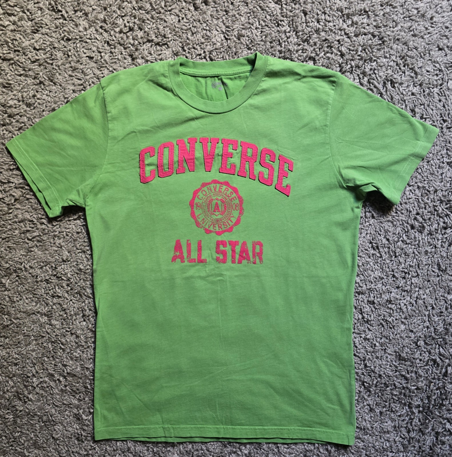 T-Shirt Unisex Converse All Star Vintage Colore Verde Con Grafica Rétro tg.M/L