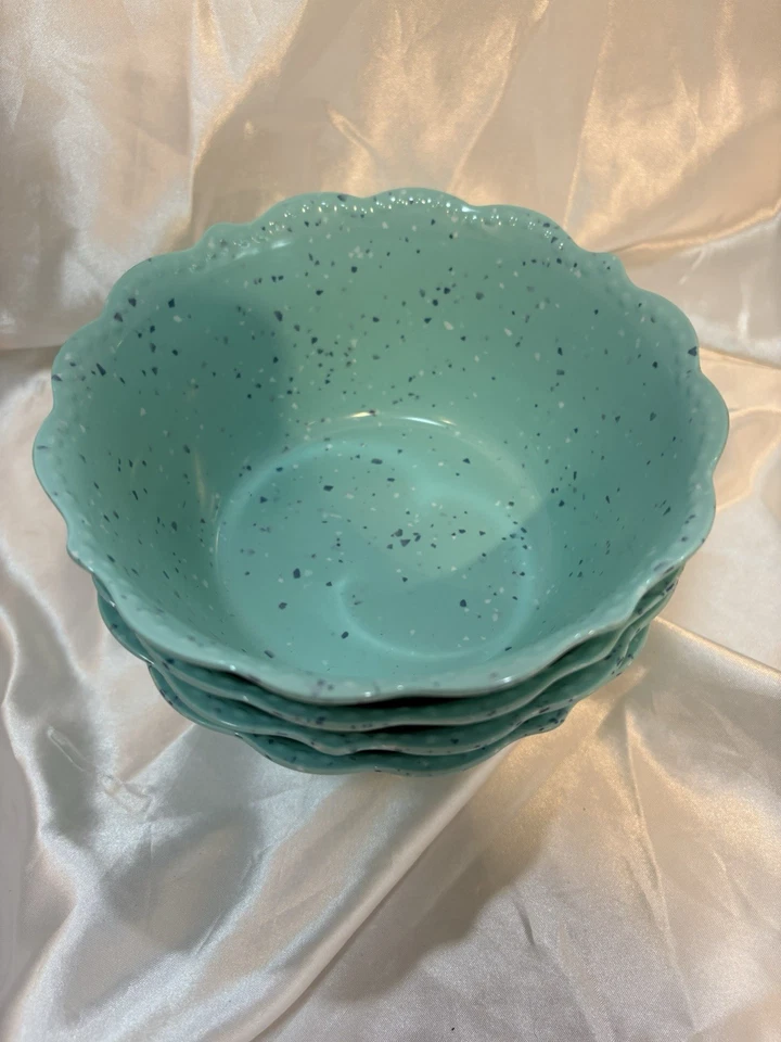 Juego de 4 cuencos de melamina de cereal moteado verde azulado Pioneer Woman Juliette 6,5" 26 oz Foto 2 de 4