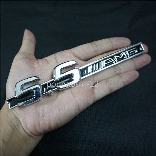 2x Black Silver 5.5AMG Chrome Plastic Emblem Sticker Badge Decal V8 Fender Sport - Foto 2 di 11