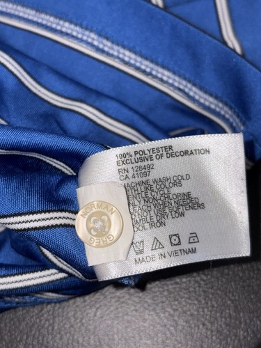 Shark Golf Polo Shirt Greg Norman Mens XL Blue Stripe PlayDry ML75 Duke Blue - Picture 9 of 10