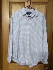 Ralph Lauren Classic Fit XL Men's Long Sleeve Check Shirt White Pink Blue