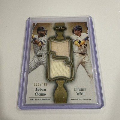 2026 Topps Tier One Jackson Chourio Christian Yelich GAME USED JERSEY BAT /199