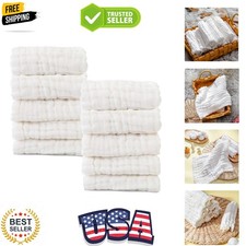 Baby Muslin Washcloths- Natural Cotton Wipes - Soft Newborn Face Towel for Se...