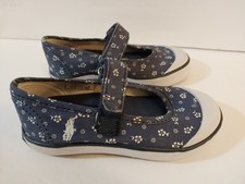 Polo Ralph Lauren Toddler Girls Sneakers Blue With White Flowers Size 6 EUC
