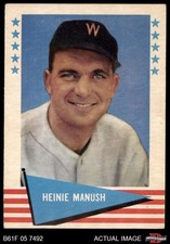 1961 Fleer #57 Heinie Manush Senators HOF 5 - EX