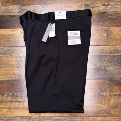 Perry Ellis Travel Luxe Dress Pants Mens 32x32 Caviar Black Non Iron New