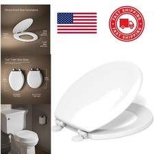 Standard Size Round Toilet Seat Wooden Construction Color Matched Plastic Hinges