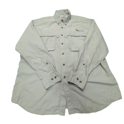 Chemise L.L. Bean nylon vert pastel uni 2 poches manches longues taille L - Photo 1/4