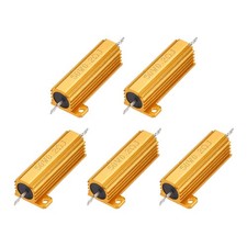 5pcs 50W 0.2 Ohm 5% Aluminum Housing Case Resistor, Wirewound Resistors Gold