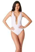 Bleu Rod Beattie Swim Paradise Found Lace Down Ots Mio One-Piece White