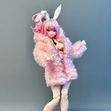 1:12 Plush Zipper Pink Coat Clothes Model Fit 6