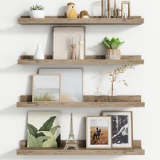 Floating Picture Ledge Shelves Set of 4, 24 Inch Shelves with Lip - Large Nur...