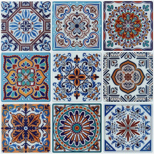 LONGKING Peel and Stick Backsplash Tile Stickers, Colorful Talavera Mexican Tile