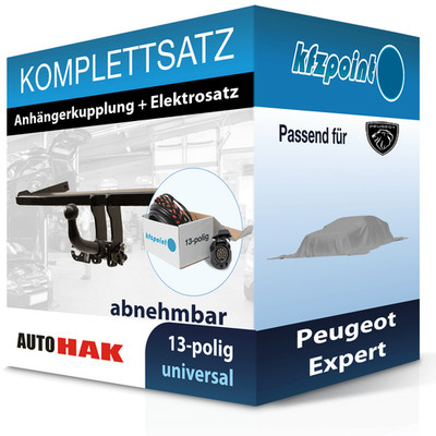 AUTO HAK Anhängekupplung abnehmbar und E-Satz 13polig für Peugeot Expert 07- PKW