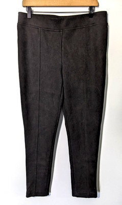 Andrew Marc Women's Faux Suede Black Slim Leg Pants Sz Lg Black Poly Blend EUC