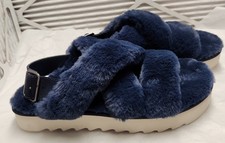Koolaburra by UGG Fuzz-ee/Furr-Ah faux fur sandals, Blue,US9,New,NoBox,Bagged
