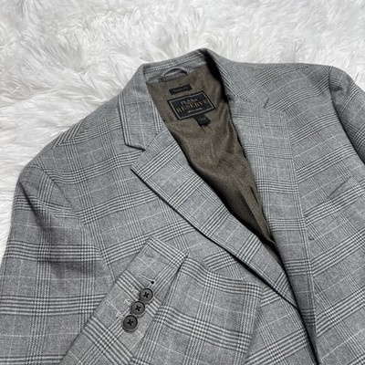 Jos Bank ''Reserve'' Sport Coat Blazer Men s Large Gray Houndstooth Check Wedding