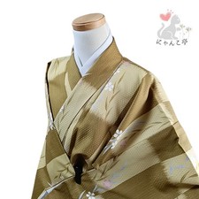 Nyankotei Ni33 Kimono Washable Synthetic Fiber Floral Pattern Yellow Japan