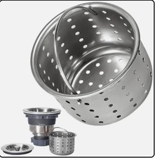 Deep Sink Strainer Basket   Fits Standard 3-1/2" Kitchen Drains   Stainless Stee