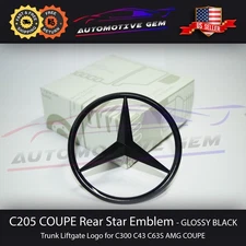 C205 COUPE Mercedes GLOSS BLACK Star Emblem Rear Trunk Lid Logo Badge AMG C300