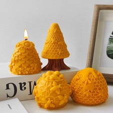 DIY 3D Bee Cylinder Silicone Candle Mold Honeycomb Candle Plaster Ornament Mold