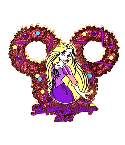 Disney Happy Holidays Christmas Wreath Pin 2014 Rapunzel Tangled Authentic LE