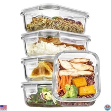 Vtopmart 5-Pack 22oz Glass Food Storage Containers with Airtight Lids for Prep