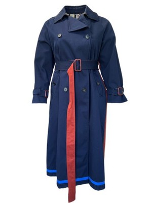 Marina Rinaldi Damen Navy Tilde Doppelreihiger Trenchcoat Größe 12W/21 NWT
