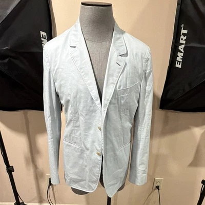 Caruso Light Blue Cotton Stretch Twill Blazer 54R 2-Button Notch Italy