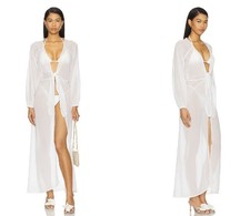 L*Space Anna Cover Up XS White Sheer Tie-Fron...