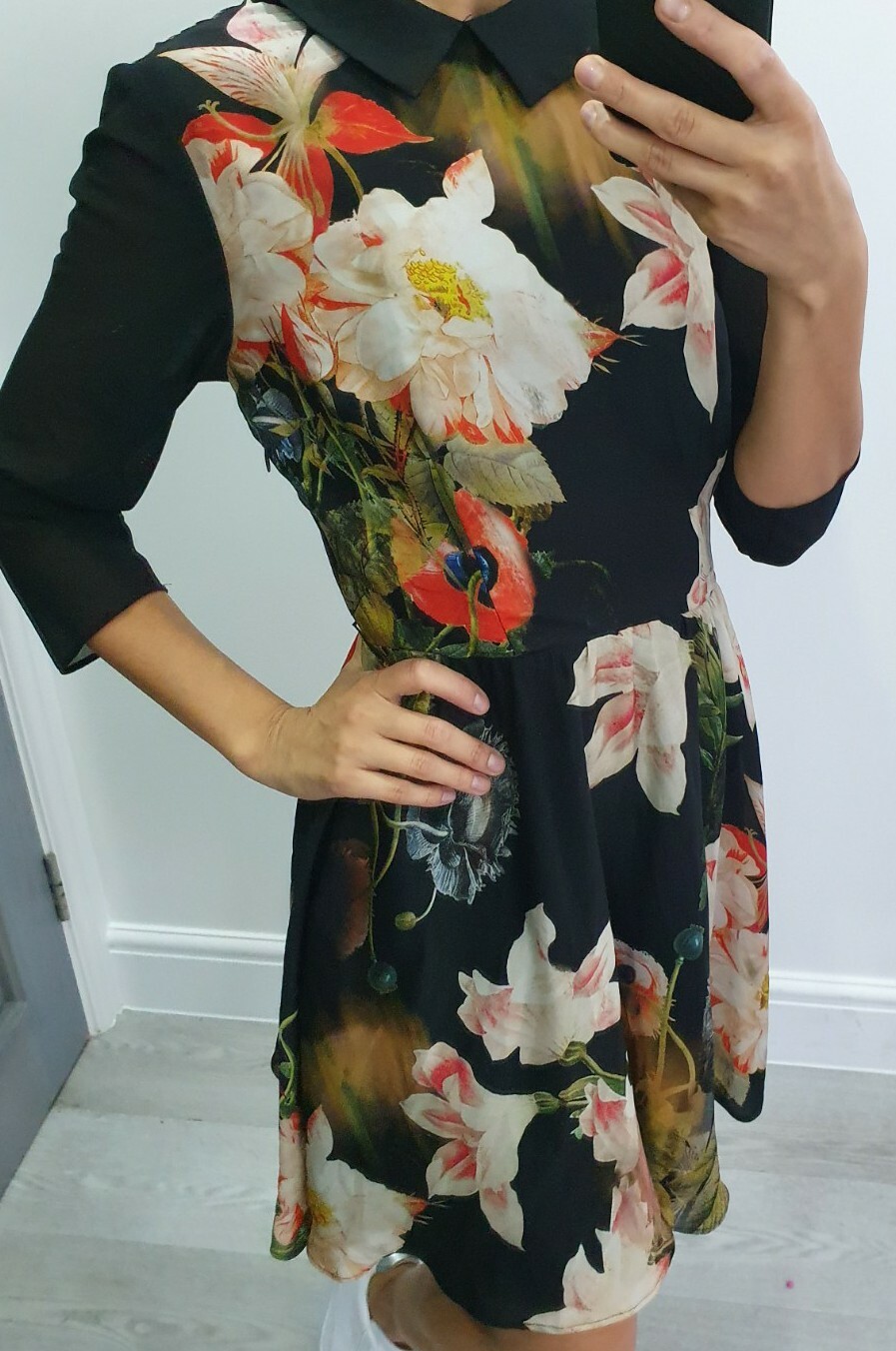 Ted Baker floral 3/4 sleeves skater 