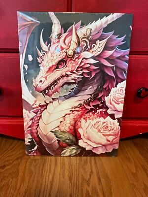 NEW Displate metal sign Pink Rose Dragon magnetic hang